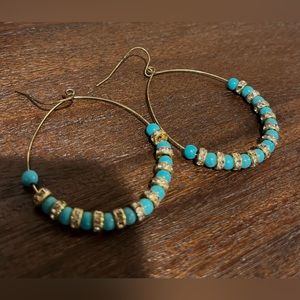 Fashion earrings copper turquoise drop/hoop